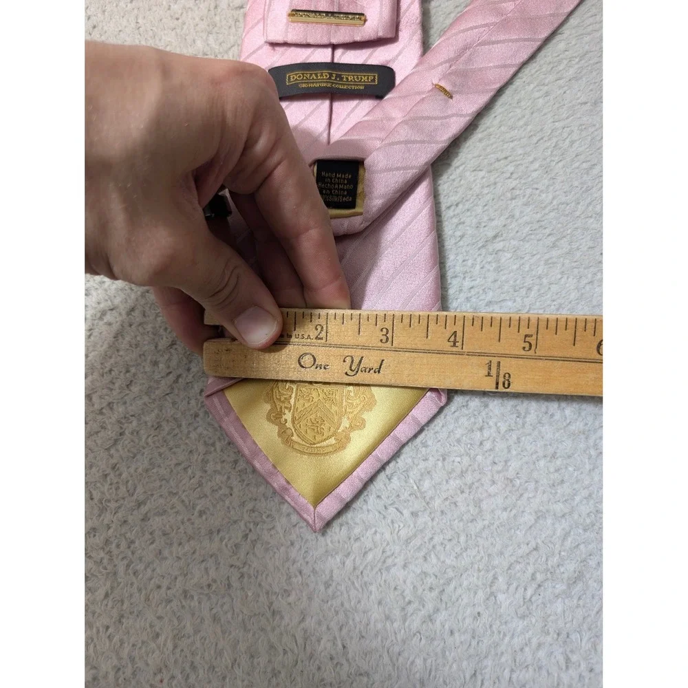 Donald J. Trump Necktie Mens OS Pink Striped Silk Signature Collection - Picture 3 of 4